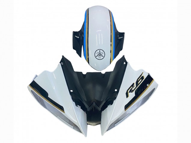 2008-2016 Yamaha YZF 600 R6 Motorcycle Fairing - White Blue Glossy Black Canada
