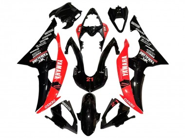 Cheap 2008-2016 Yamaha YZF 600 R6 Motorcycle Fairings - Red Glossy Black DENSO Yamalube 21 Canada
