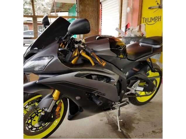 2008-2016 Yamaha YZF 600 R6 Motorcycle Fairings - Grey Matte Black Gold Decals Canada