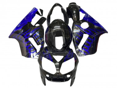 Cheap 2000-2001 Kawasaki ZX12R Motorcycle Fairings - Glossy Black Blue Flame Canada
