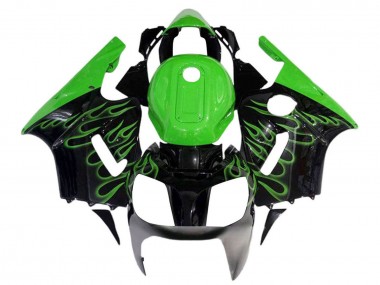 Cheap 2002-2006 Kawasaki ZX12R Motorcycle Fairings - Glossy Black Green Flame Canada