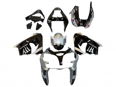 Cheap 2002-2003 Kawasaki ZX9R Motorcycle Fairings - Silver Glossy Black Monster Elf Canada