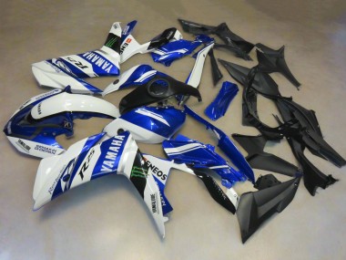 Cheap 2015-2018 Yamaha YZF R3/R25 Motorcycle Fairings - White Blue Yamalube ENEOS Monster Canada