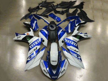 Cheap 2015-2018 Yamaha YZF R3/R25 Motorcycle Fairings - White Blue Yamalube ENEOS Monster Canada