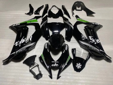 Cheap 2016-2020 Kawasaki ZX10R Motorcycle Fairings - Glossy Black White Green Stripe Snow Canada
