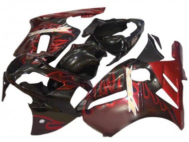Cheap 2000-2001 Kawasaki ZX12R Motorcycle Fairings - Glossy Black Red Flame Canada