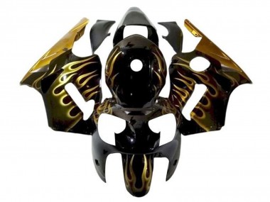 Cheap 2002-2006 Kawasaki ZX12R Motorcycle Fairings - Glossy Black Gold Flame Canada