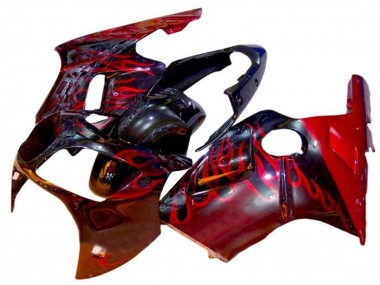 Cheap 2002-2006 Kawasaki ZX12R Motorcycle Fairings - Glossy Black Red Flame Canada