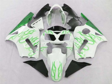 Cheap 2002-2006 Kawasaki ZX12R Motorcycle Fairings - White Green Flame Canada