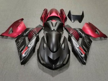 Cheap 2006-2011 Kawasaki ZX14R ZZR1400 Motorcycle Fairings - Matte Black Red Silver Flame Canada