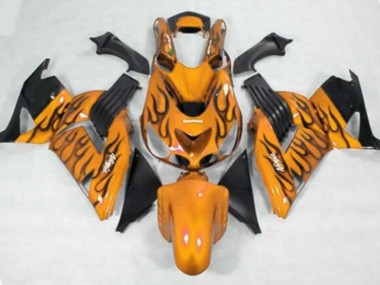 Cheap 2006-2011 Kawasaki ZX14R ZZR1400 Motorcycle Fairings - Orange Black Flame Canada