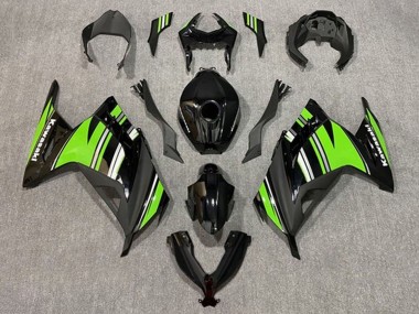 Cheap 2013-2024 Kawasaki EX300 Motorcycle Fairings - Glossy Black Green White Stripe Canada