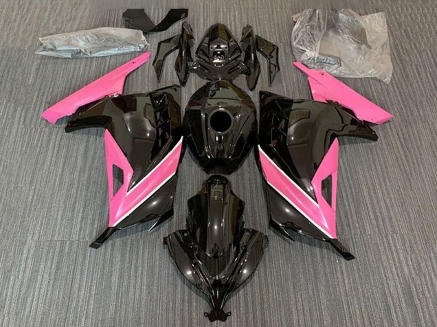 2013-2024 Kawasaki EX300 Motorcycle Fairings - Glossy Black Pink White Stripe Canada