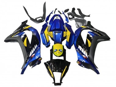Cheap 2013-2024 Kawasaki EX300 Motorcycle Fairings - Blue Yellow Black Shark Canada