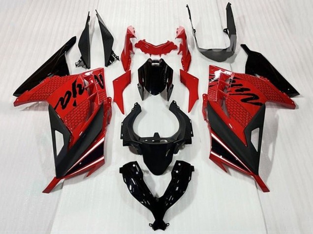2013-2024 Kawasaki EX300 Motorcycle Fairings - Red Black White Stripe Canada