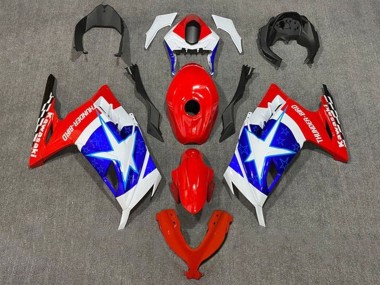 Cheap 2013-2024 Kawasaki EX300 Motorcycle Fairings - White Red Blue Star Captain America Canada