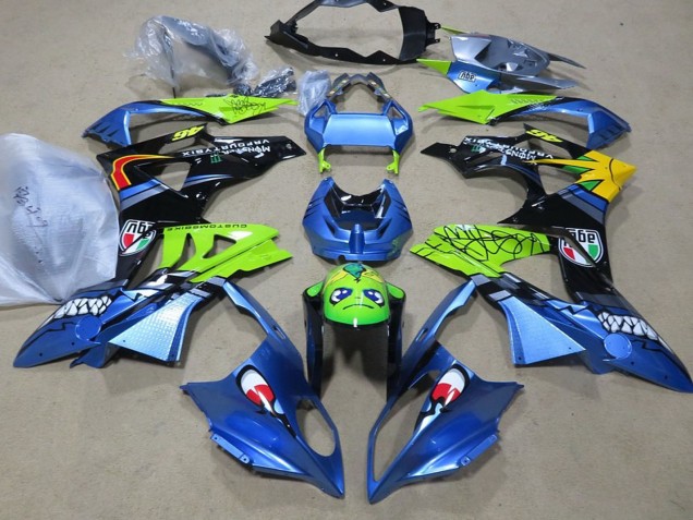 2009-2014 BMW S1000RR Motorcycle Fairings - Blue Green Black Shark Canada