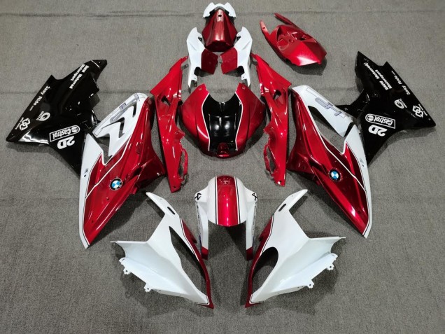 2009-2014 BMW S1000RR Motorcycle Fairings - White Red Glossy Black Castrol Canada