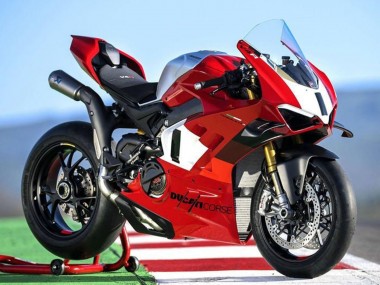 Cheap 2022-2024 Ducati Panigale V4 V4S Motorcycle Fairings - Silver White Red Corse Canada