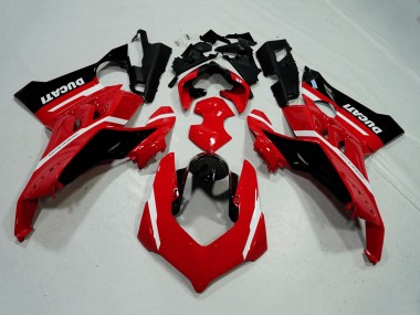 Cheap 2020-2021 Ducati Panigale V4 V4S Motorcycle Fairings - Red White Glossy Black Stripe Canada