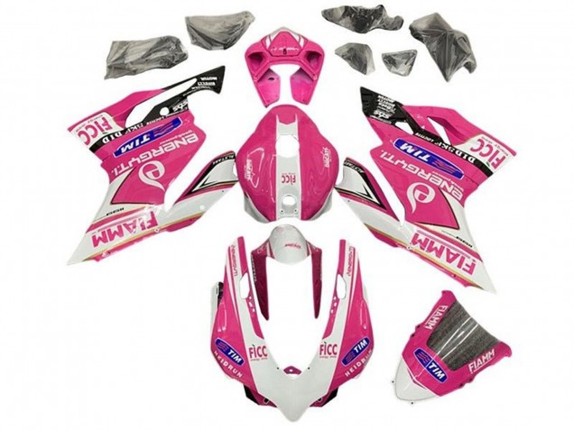 2011-2014 Ducati Panigale 899/1199 Motorcycle Fairings - Pink White Glossy Black Fiamm Canada