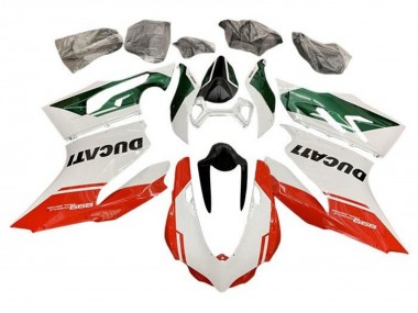 Cheap 2011-2014 Ducati Panigale 899 Motorcycle Fairings - White Green Red Stripe Canada