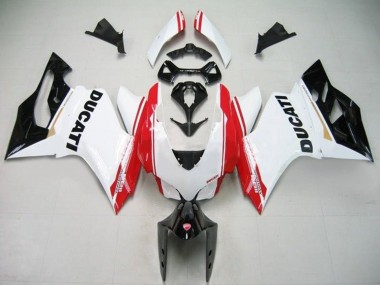 Cheap 2011-2014 Ducati Panigale 1199 Motorcycle Fairings - White Red Glossy Black Stripe Canada