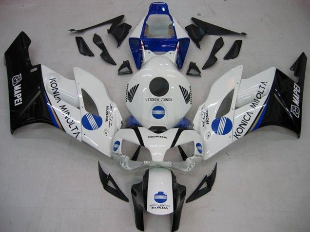 2004-2005 Honda CBR1000RR Motorcycle Fairings - White Blue Glossy Black Konica Minolta Canada