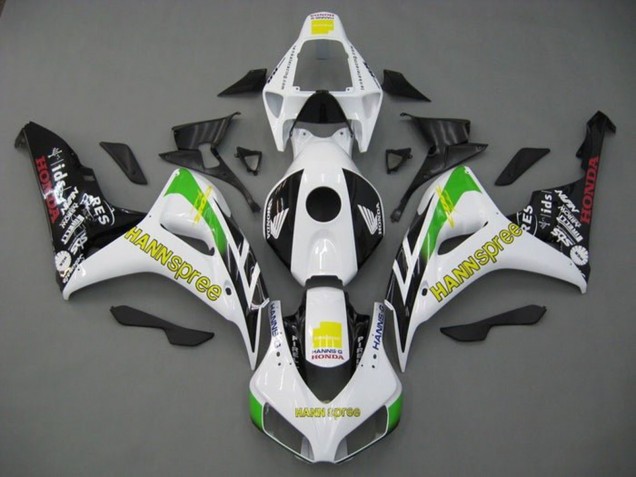 2006-2007 Honda CBR1000RR Motorcycle Fairings - White Green Yellow Glossy Black Hannspree Canada
