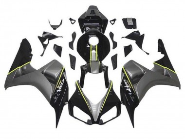 Cheap 2006-2007 Honda CBR1000RR Motorcycle Fairings - Grey Glossy Black Yellow Stripe Canada