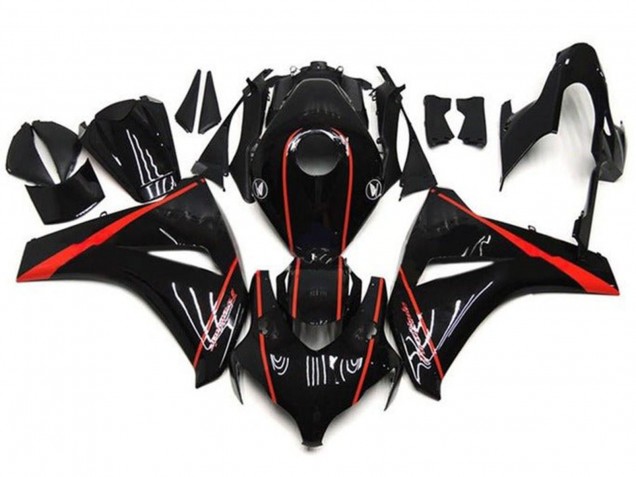 2008-2011 Honda CBR1000RR Motorcycle Fairings - Glossy Black Red Stripe Canada
