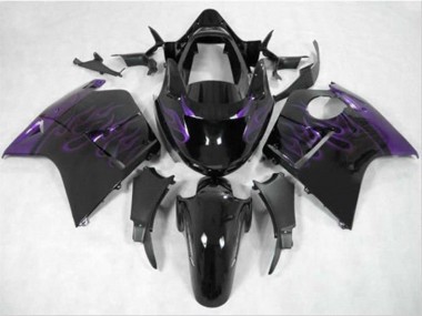 Cheap 1996-2007 Honda CBR1100XX Blackbird Motorcycle Fairing - Glossy Black Purple Flame Canada
