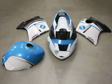 Cheap 1996-2007 Honda CBR1100XX Blackbird Motorcycle Fairings - White Blue Black Konica Minolta Canada