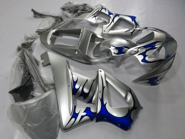 2000-2001 Honda CBR900RR 929 Motorcycle Fairings - Silver Blue Tribal Canada