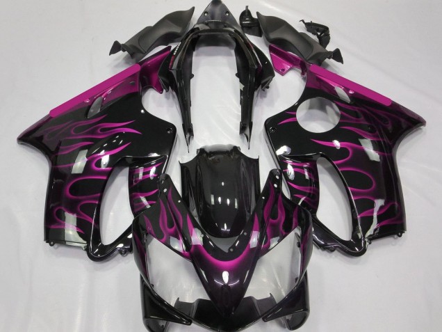 2004-2007 Honda CBR600 F4i Motorcycle Fairings - Glossy Black Pink Flame Canada