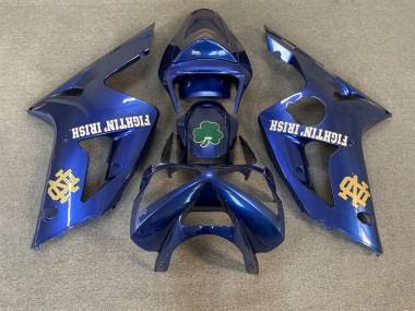 Cheap 2003-2004 Kawasaki ZX6R Motorcycle Fairings - Blue Green Gold White Fighting Irish Canada