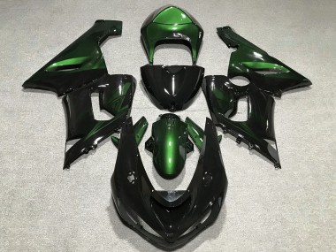 Cheap 2005-2006 Kawasaki ZX6R Motorcycle Fairings - Green Glossy Black Canada