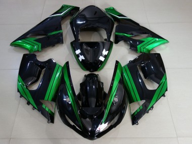 Cheap 2005-2006 Kawasaki ZX6R Motorcycle Fairings - Green White Glossy Black Canada