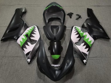 Cheap 2005-2006 Kawasaki ZX6R Motorcycle Fairings - Matte Black White Green Shark Canada