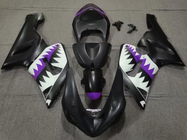 Cheap 2005-2006 Kawasaki ZX6R Motorcycle Fairings - Matte Black White Purple Shark Canada