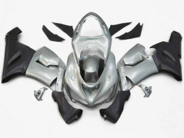 2005-2006 Kawasaki ZX6R Motorcycle Fairings - Silver Matte Black Canada