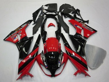 Cheap 2009-2012 Kawasaki ZX6R Motorcycle Fairings - Red Glossy Black Elf Touch4 Bridgestone Canada