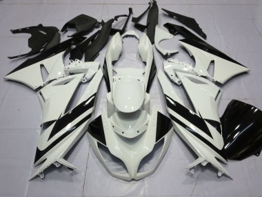Cheap 2009-2012 Kawasaki ZX6R Motorcycle Fairings - White Glossy Black Stripe Canada