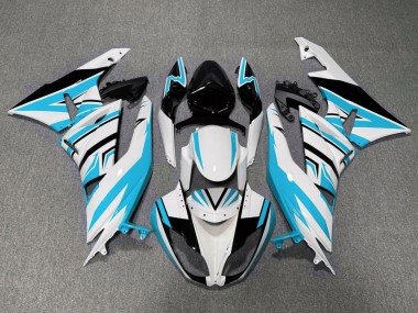 Cheap 2009-2012 Kawasaki ZX6R Motorcycle Fairings - White Light Blue Black Canada