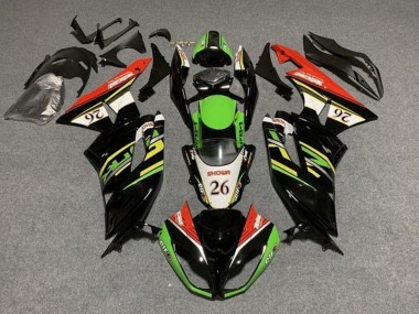 Cheap 2009-2012 Kawasaki ZX6R Motorcycle Fairings - Green Glossy Black White Red Showr 26 Canada