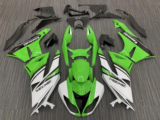 2009-2012 Kawasaki ZX6R Motorcycle Fairings - Green White Black Stripe Canada