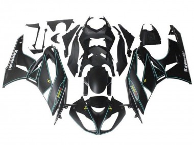 Cheap 2009-2012 Kawasaki ZX6R Motorcycle Fairings - Matte Black Blue Yellow Stripe Canada