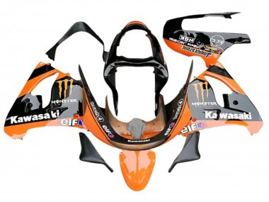 Cheap 2009-2012 Kawasaki ZX6R Motorcycle Fairings - Orange Glossy Black Elf Monster Canada
