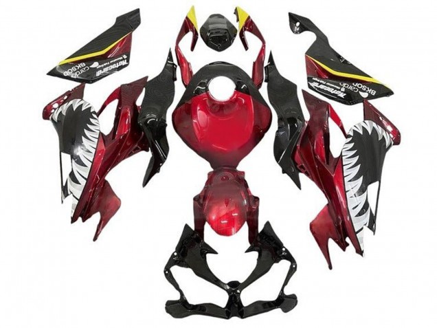 2019-2022 Kawasaki ZX6R Motorcycle Fairings - Candy Red Yellow White Shark Canada
