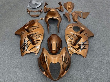 Cheap 1996-2007 Suzuki GSXR 1300 Hayabusa Motorcycle Fairings - Brown Bronze Black Flame Canada